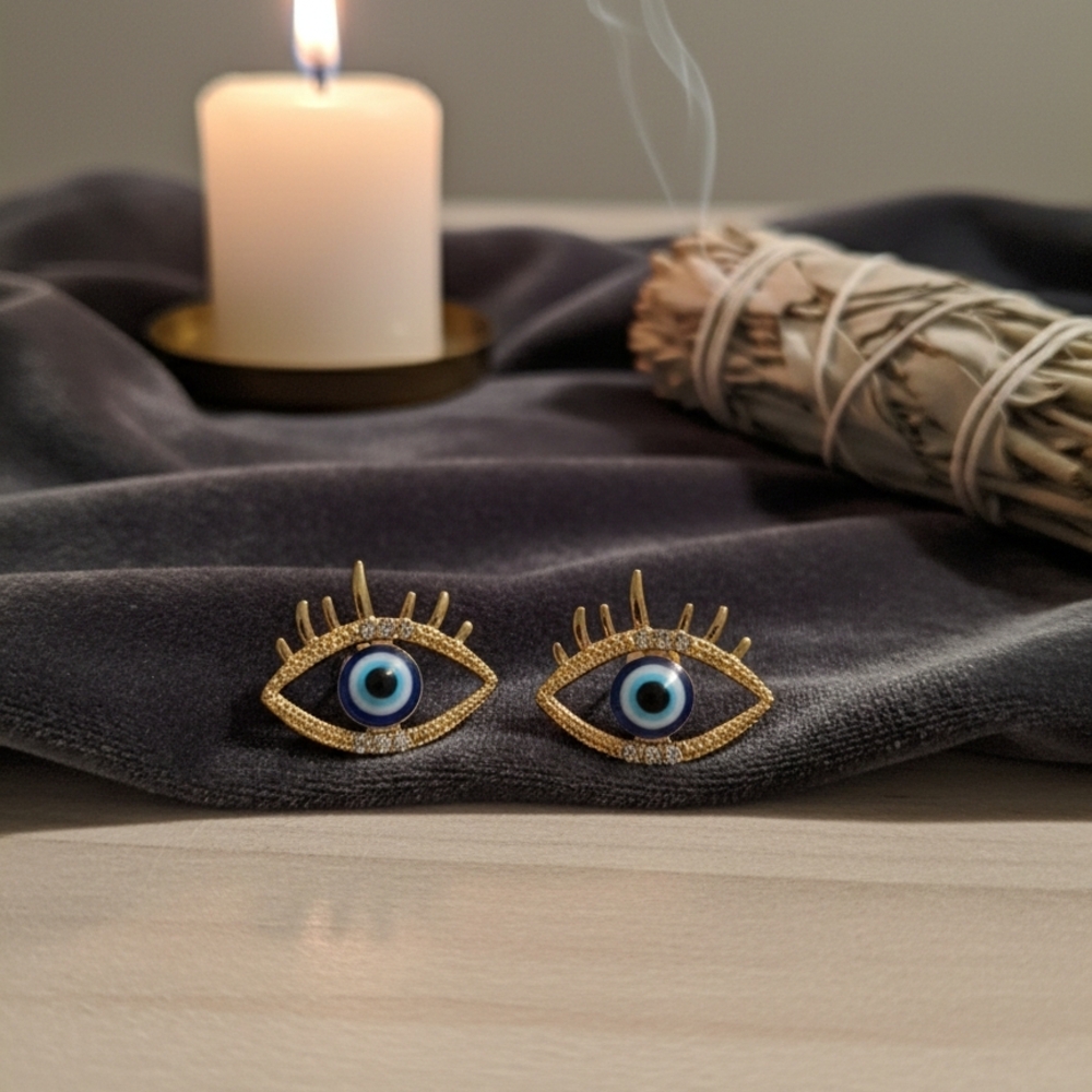 Gold Evil Eye Earrings